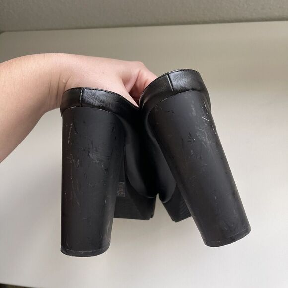 Qupid Y2K Peep Toe Chunky Platform Heeled Sandals Whimsygoth Grunge Black Sz 8 - Picture 8 of 10